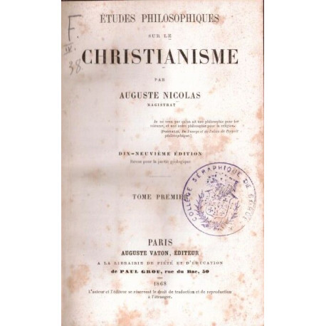 Etudes philosophiques sur le christianisme