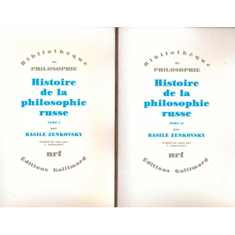 Histoire de la philosophie russe 2 tomes