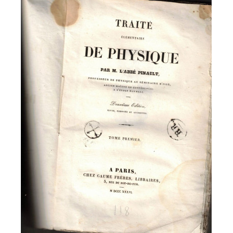 Traité élémentaire de physique TOME 1 ET 2