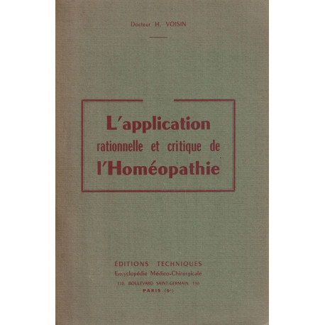 L'application rationnelle et critique de l'Homéopathie