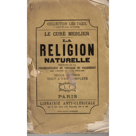 Le Curé Meslier la religion naturelle