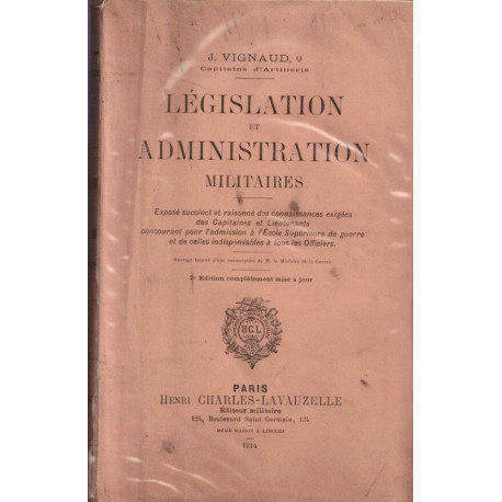 Législation et administration militaires