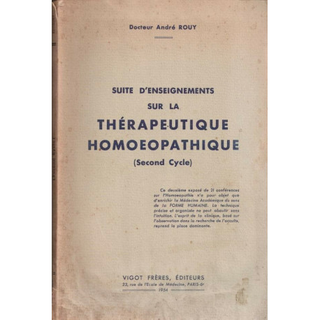 Suite d'enseignements sur la thérapeutique homoeopathique (2nd cycle)