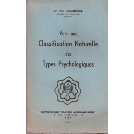 Vers une classification naturelle des types psychologiques