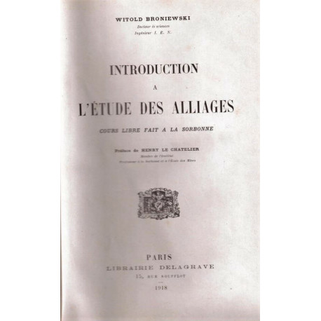 Introduction à l'étude des alliages